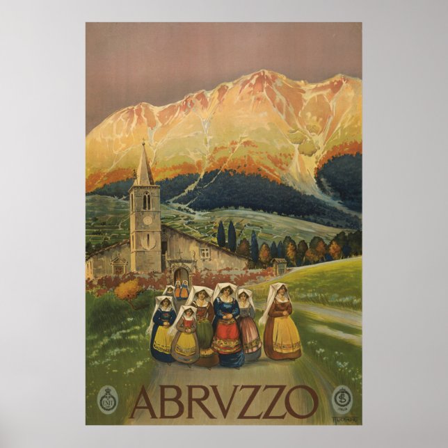 Vintage Reiseplakat für Abruzzen, Italien. Poster (Vorne)