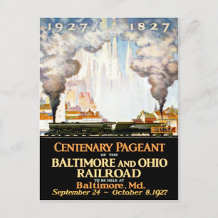 Vintage-Reiseplakat für Baltimore Railroad Postc Postkarte