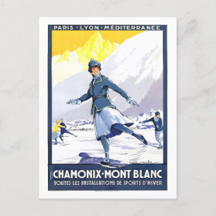Vintage-Reiseplakat für Chamonix, Frankreich, Postkarte