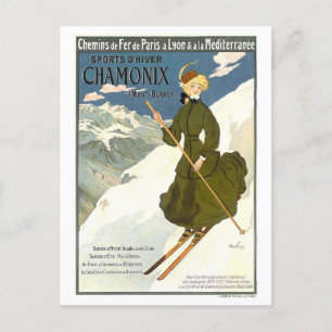 Vintage-Reiseplakat für Chamonix, Frankreich, Postkarte