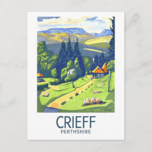 Vintage-Reiseplakat für Crieff in Schottland Postkarte