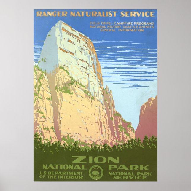 Vintage Reiseplakat für den Zion Nationalpark Poster (Vorne)