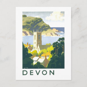 Vintage-Reiseplakat für Devon England Postkarte