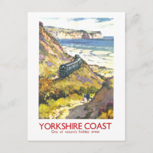 Vintage-Reiseplakat für die Yorkshire-Küste Postkarte
