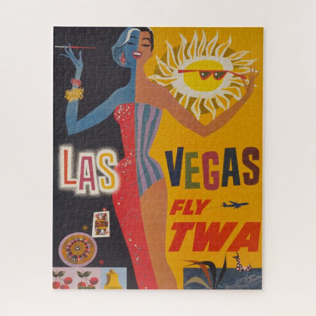 Vintage Reiseplakat für Flug nach Las Vegas (Vertikal)