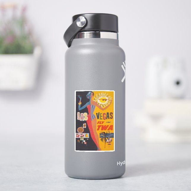 Vintage Reiseplakat für Flug nach Las Vegas Aufkleber (HydroFlask)