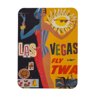 Vintage Reiseplakat für Flug nach Las Vegas Magnet