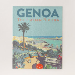 Vintage-Reiseplakat für Genua, Italienische Rivier