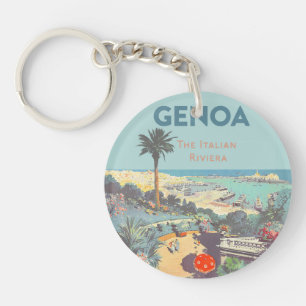 Vintage-Reiseplakat für Genua, Italienische Rivier Schlüsselanhänger