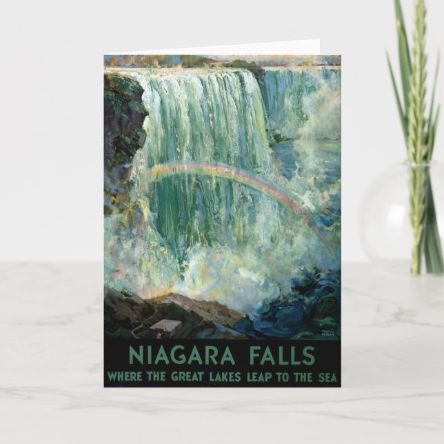 Vintage Reiseplakat für Niagarafälle Karte (Vorderseite)