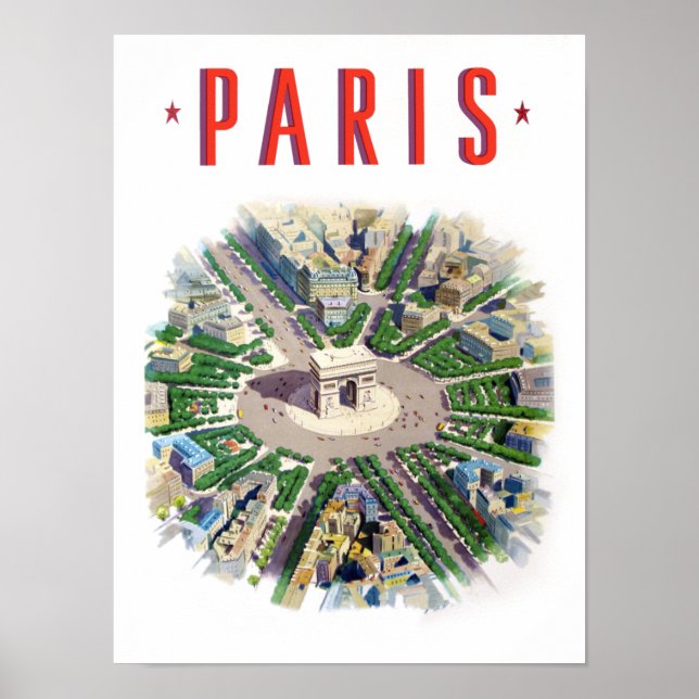 Vintage Reiseplakat für Paris Poster (Vorne)