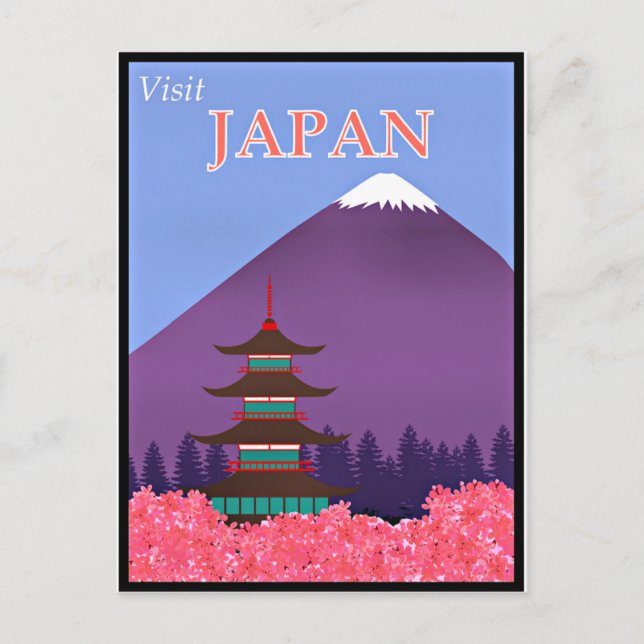 Vintage Reiseplakat, Japan besuchen Postkarte (Vorderseite)