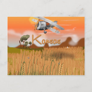 Vintage-Reiseplakat Kansas Weizenfeld Postkarte