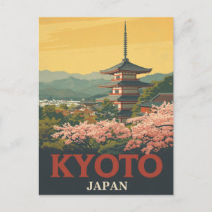Vintage-Reiseplakat Kyoto Japan Pagode Postkarte