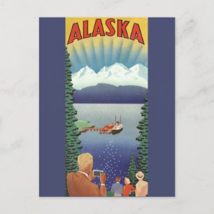 Vintage-Reiseplakat, landschaftliche Alaska-Landsc Postkarte