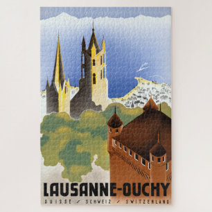 Vintage-Reiseplakat Lausanne-Ouchy Schweiz