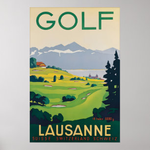 Vintage-Reiseplakat Lausanne Schweiz Golf Poster