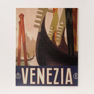 Vintage-Reiseplakat mit einem Kanal in Venedig