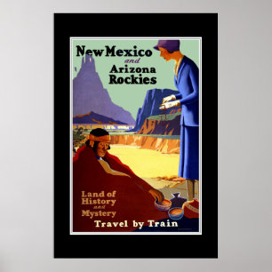 Vintage-Reiseplakat New Mexico Arizona Rockies Poster