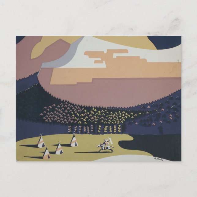 Vintage Reiseplakat Reiseförderung nach Montana Postkarte (Vorderseite)