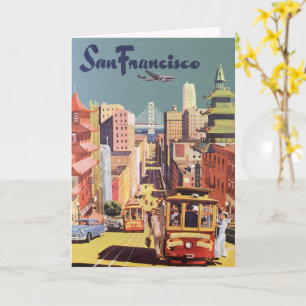Vintage-Reiseplakat San Francisco Kabelbahnen Karte