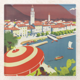 Vintage-Reiseplakat Schweiz Glasuntersetzer