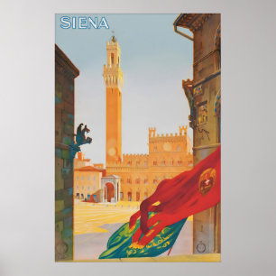 Vintage-Reiseplakat Siena Italien, Piazza Poster
