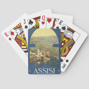Vintage-Reiseplakat von Assisi, Italien Spielkarten