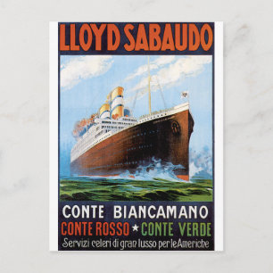 Vintage-Reiseposter: Italienischer Ozeandampfer Postkarte