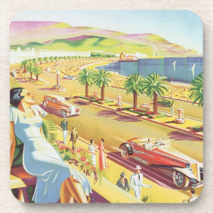 Vintage-Reiseposter, Nizza, Frankreich Französisch Getränkeuntersetzer