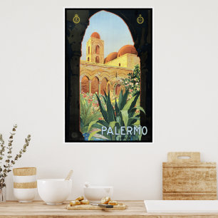 Vintage-Reiseposter, Palermo, Sizilien, Italien Poster