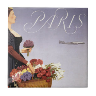 Vintage Reiseposter, Paris Via Constellation Fliese