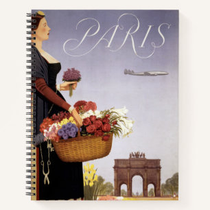 Vintage-Reiseposter, Paris via Constellation Notizbuch
