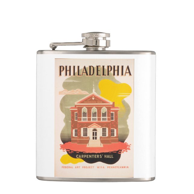 Vintage Reiseposter philadelphia Flachmann (Vorderseite)