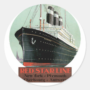 Vintage-Reiseposter - Red Star Line Runder Aufkleber