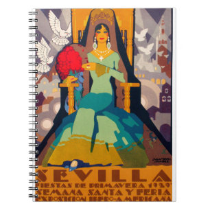 Vintage-Reiseposter Sevilla Spanien Notizblock