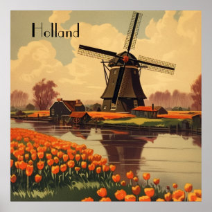 Vintage-Reiseposter von Holland, anpassbar Poster