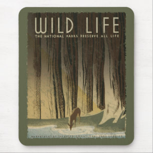 Vintage-Reiseposter - Wildtiere circa 1934 Mousepad