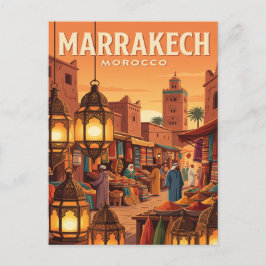 Vintage-Reisepostkarte | Marrakech Marokko Postkarte