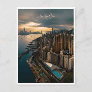 Vintage Reisestadt Hongkong China Luftschiff Retro Postkarte