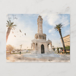 Vintage Reisestadt Izmir Türkei Ephesus Akropolis Postkarte