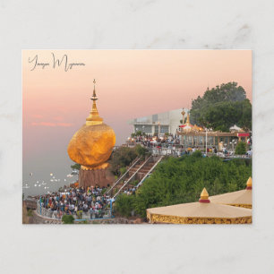 Vintage Reisestadt Yangon Myanmar Buddhismus Altar Postkarte