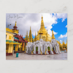 Vintage Reisestadt Yangon Myanmar Buddhismus Altar Postkarte