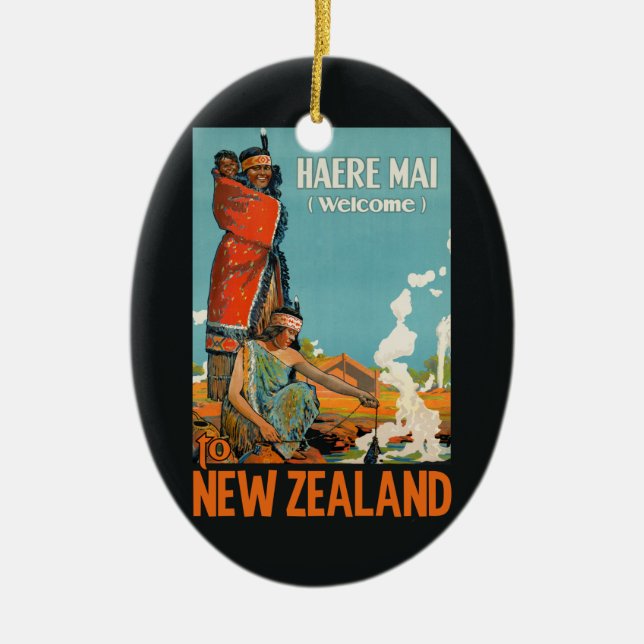 Vintage Reiseverzierung Neuseelands Keramikornament (Vorne)