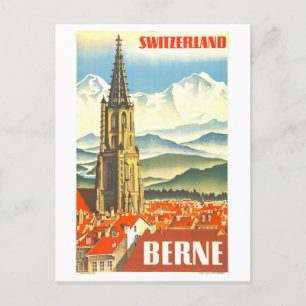 Vintage-Reisewerbeposter für Bern, Schweiz, Postkarte