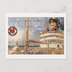 Vintage Reisewerbung für Kreuzfahrtschiffe Postkarte