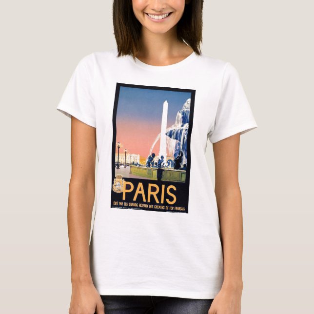 Vintage Reisewerbung in Paris T-Shirt (Vorderseite)