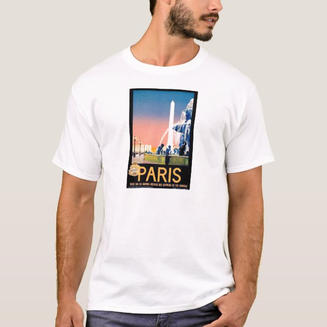 Vintage Reisewerbung in Paris T-Shirt (Vorderseite)