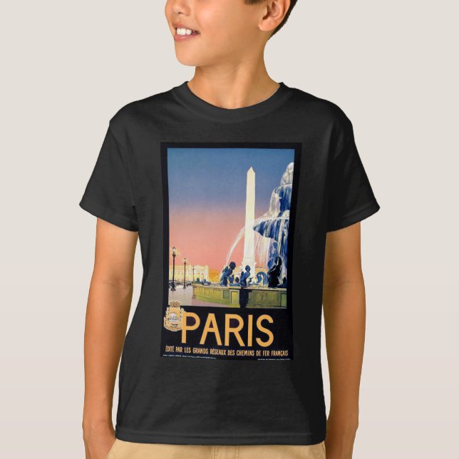 Vintage Reisewerbung in Paris T-Shirt (Vorderseite)