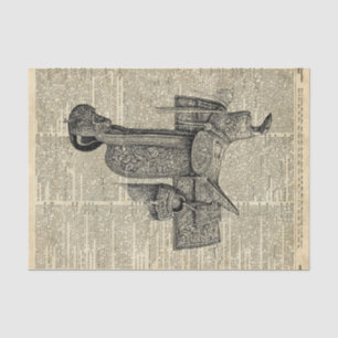 Vintage Reiten-Sattel-Wörterbuch-Kunst Seidenpapier